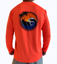 Load image into Gallery viewer, Tropical Long Sleeve Beach Shirt - Bright Orange
